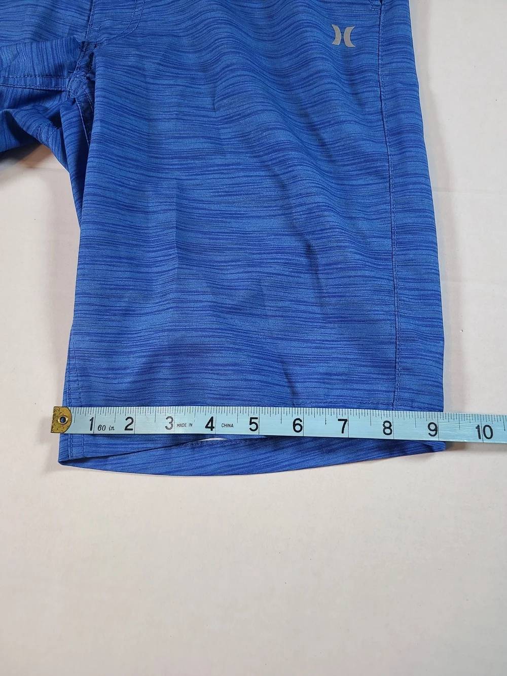 Hurley Blue Knit Swim Shorts with Pockets Logo Button Front Size 28